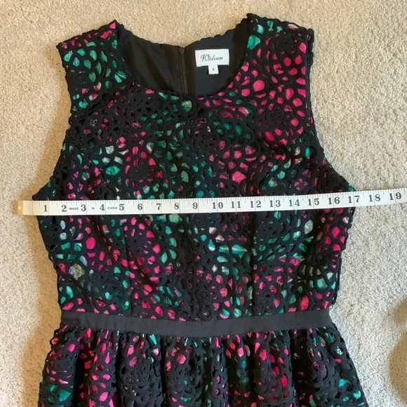 Anthropologie Wolven Black Lace Overlay Dress with Pockets Women’s Size 8 - Picture 11 of 13